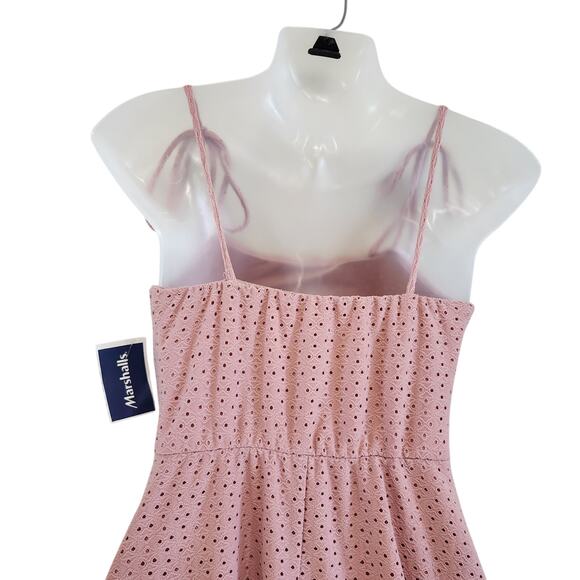 Speechless Tie Strap Eyelet Lace Boho Fit & Flare Dress Flowy Pink Size Small - Picture 6 of 9